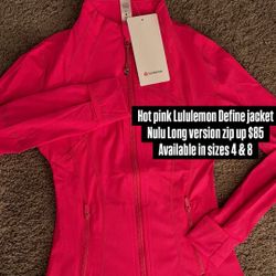Hot Pink Lululemon Define Nulu Long Version