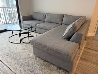 West Elm — Gray Fabric Sectional Sofa with Chaise