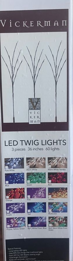Vickerman Artificial LED Twig Stake Lights (3 Pack)
