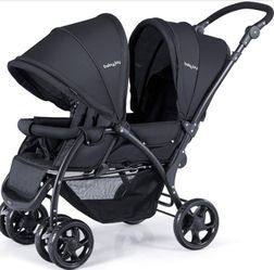 Baby Joy Light Weight Foldable Tandem Stroller Black Great Condition