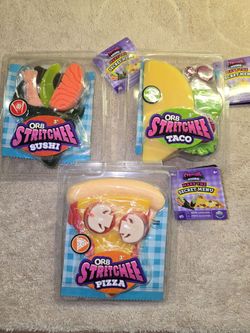 Set of 3 ORB strechee food secret menu sushi, pizza, and taco NEW