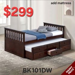 TWIN BED PLUS TRUNDLE WITH DRAWER SPECIALS EASY CREDIT FINANCE NO CREDIT CHECK NO MONEY DOWN