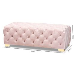 Modern Tufted Ottoman Velvet Pink NEW 