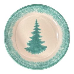 Stoneware Pottery Evergreen Pine Tree Pie Serving Plate 10" Vintage