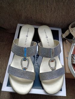 Karen Scott Rhinestone Slide Sandals