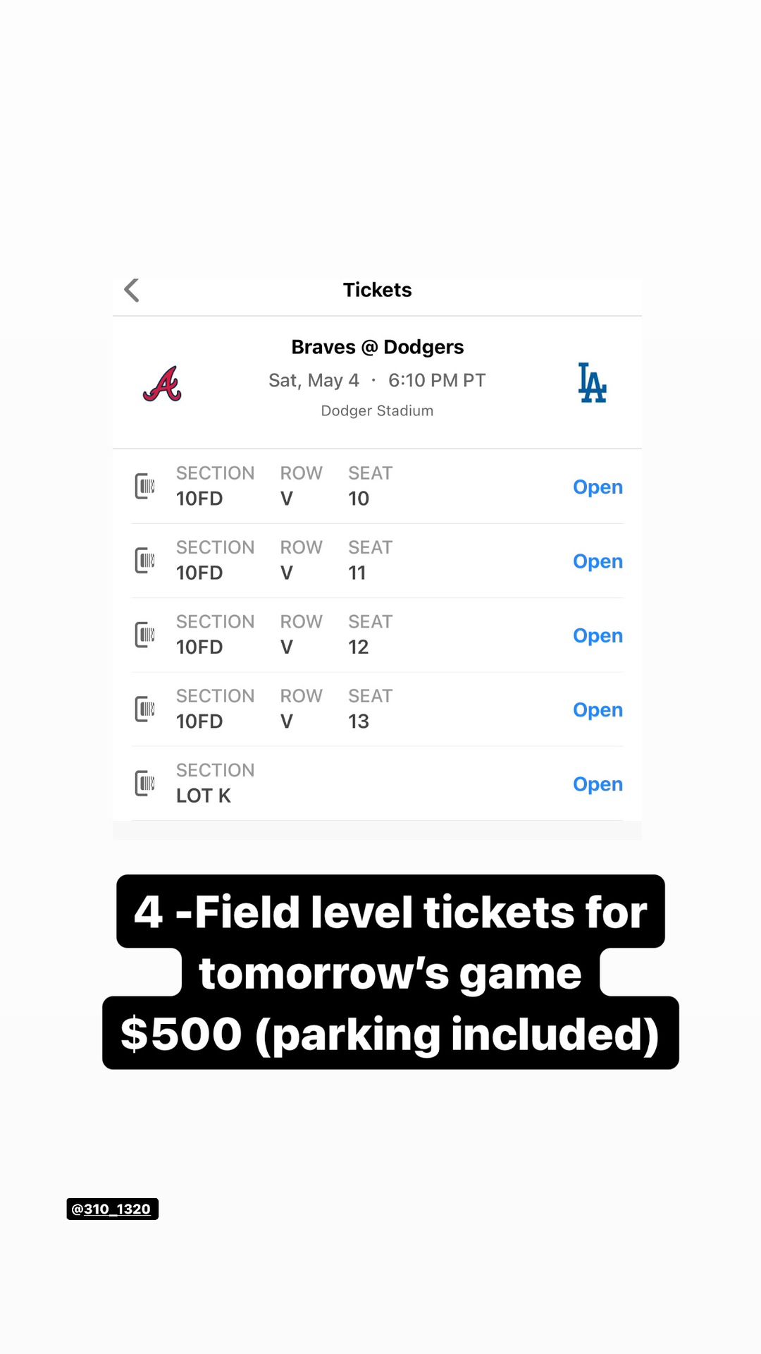 Dodger Tickets May 4