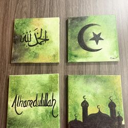 Islamic pictures Include Mosque, Alhamdolillah (english /arabic) Crescent Moon
