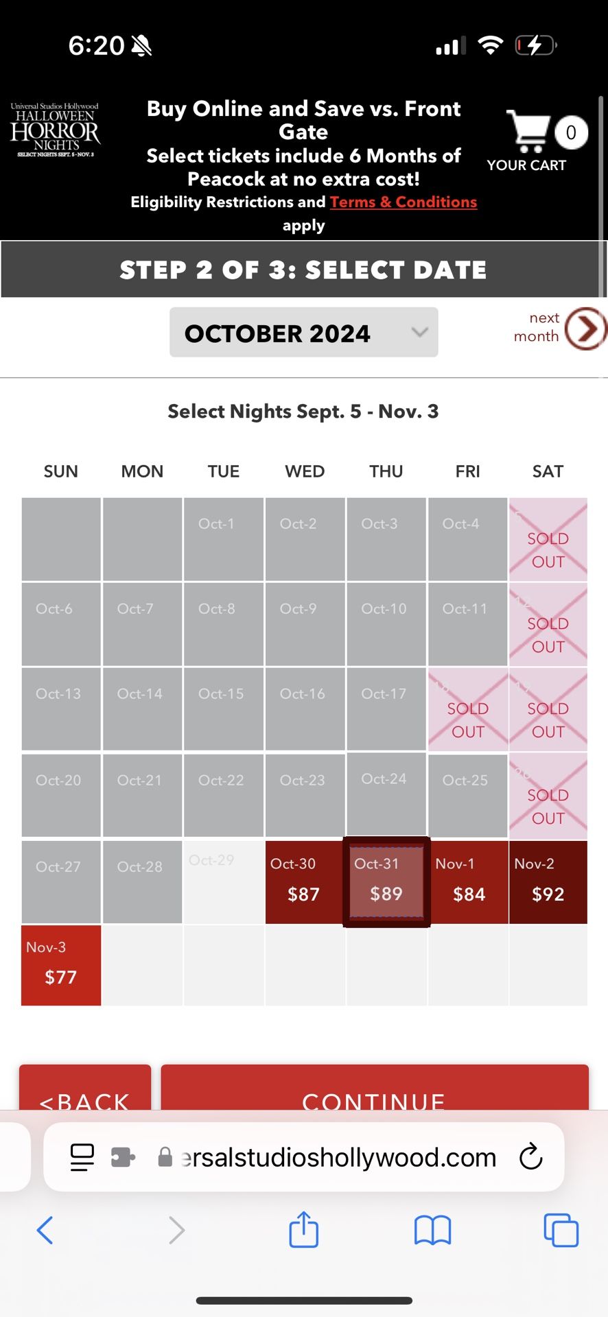 Halloween Horror Nights Tickets - 10/31