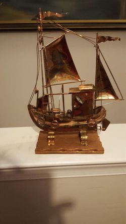 Vintage Copper BOAT SAILBOAT W Music box