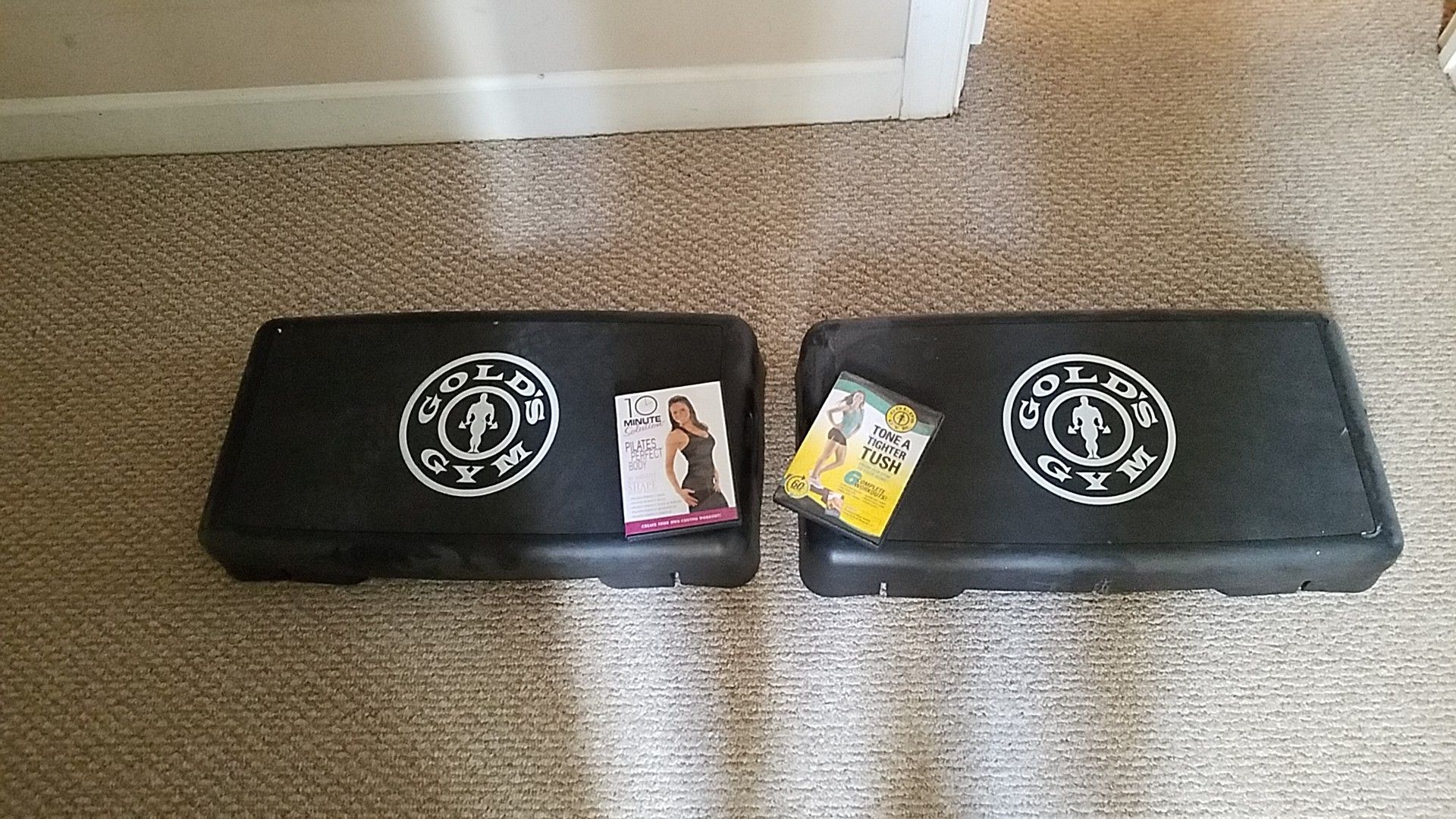 2 golds gym steppers and workout video.