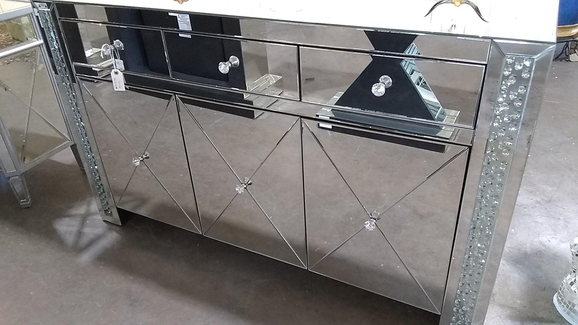 Mirror dresser chest TV stand