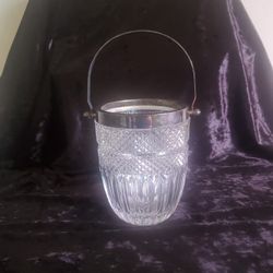 Vintage Crystal & Silver Plated Ice Bucket 