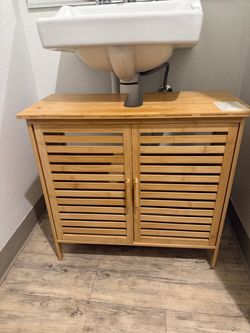 24in Bamboo Under-Sink Bathroom Storage Cabinet