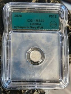 2026 Liberia "Cyberpunk Grey Wolf" 1/1000 oz Platinum Coin Icg Ms70
