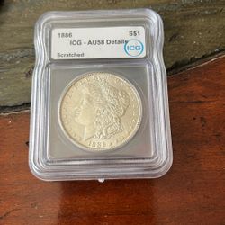 1886 Silver Morgan Dollar Graded AU58! Toner Starting! 