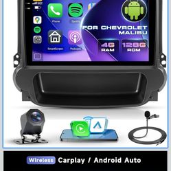 4G+ 128G Upgrade Car Radio for Chevrolet Malibu 2009-2014, Driauto 9 inch Double Din Car Stereo with Wireless Carplay and Android Auto Mirror Link, Bl