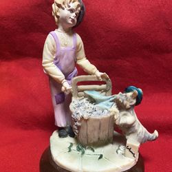 8 Inch Painted Alabaster Figurine Imported From Greece