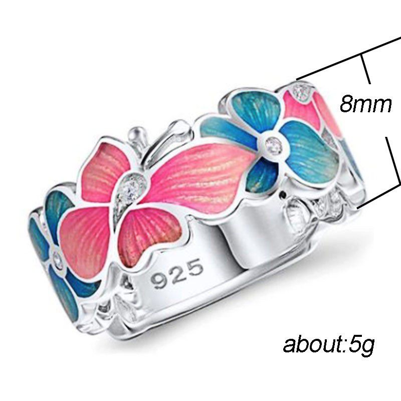 "Beautiful Eternity Anillos Colorful Flower Butterfly Rings for Women, PD113
 
 