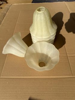 Vintage Frosted Glass Light Shades – Set of 8 – 1½” Fitter