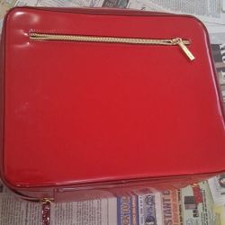 Used but good Estee Lauder Patent Leather Makeup Cosmetic Train Case 