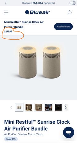 Mini Restful Sunrise Clock Air Purifier bundle 2 pack