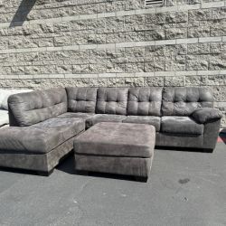 Ashley Tufted Sectional Sofa with Ottoman - Delivery Available!