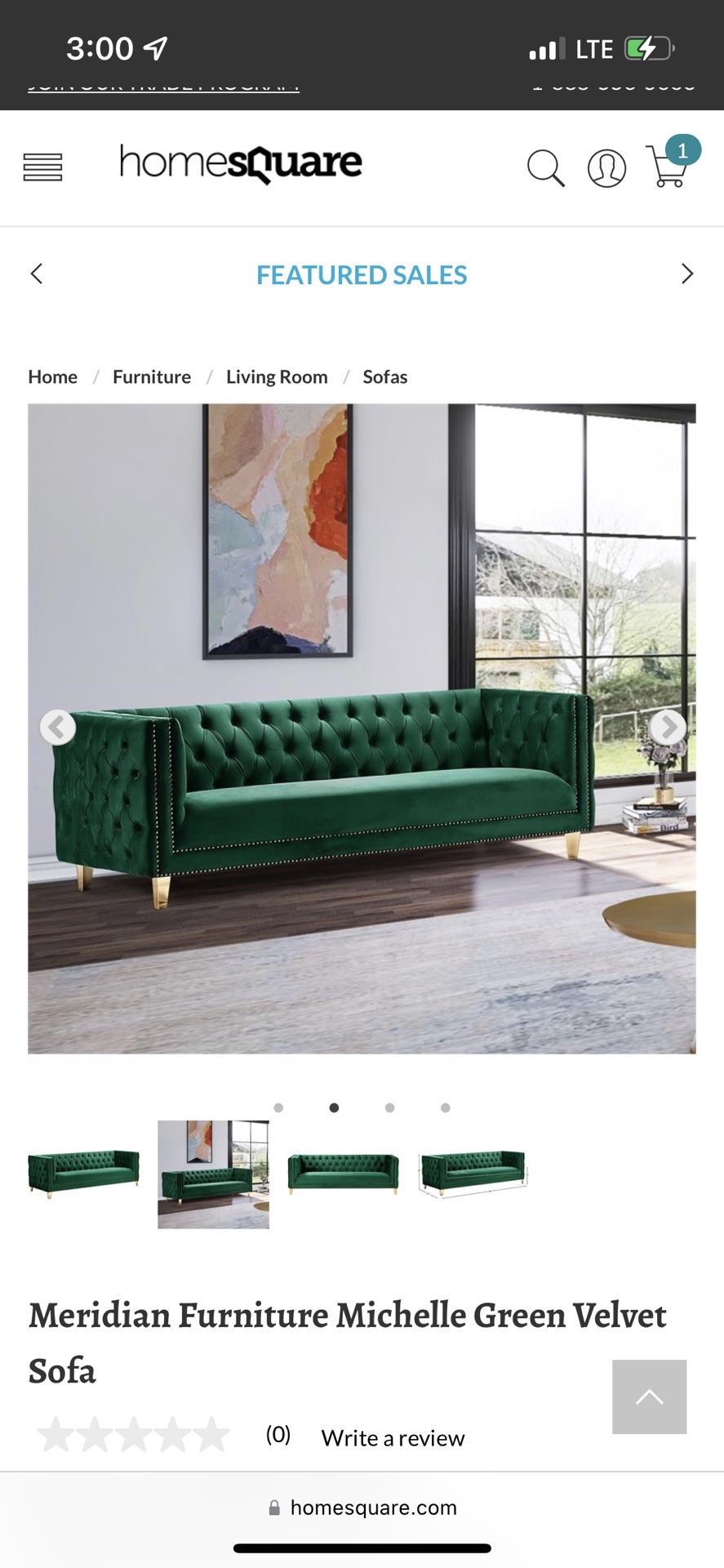Green Velvet Tufted Sofa