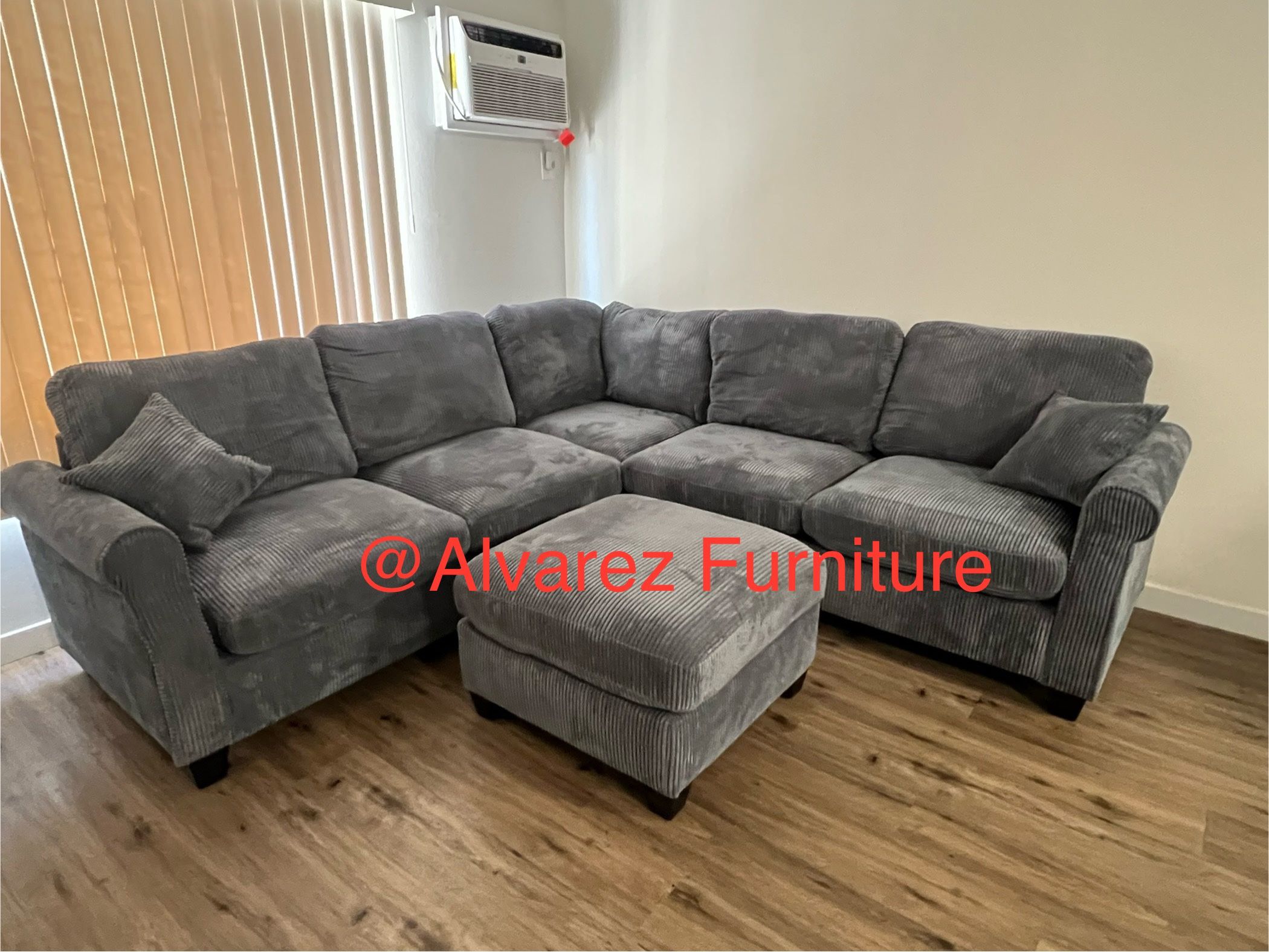 Corduroy Sectional Sofa With Ottoman