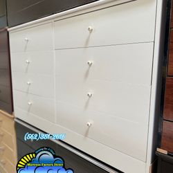 White Eight Drawer Dresser Compressed New Comoda Mueble 