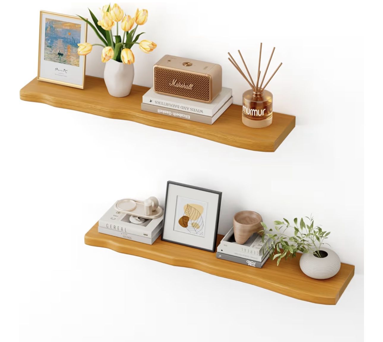 New! โจ 36x8x1.4 pine live edge shelf set. retails for $80