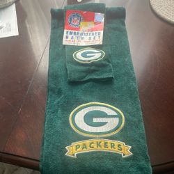 New Green Bay Packers Embroidered Bath Set 