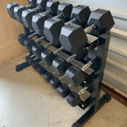 NEW Rubber Hex Dumbbells 5lb - 50lb Dumbbell Pairs Olympic Weights Home Gym Workout Equipment Fitness Weight Set 