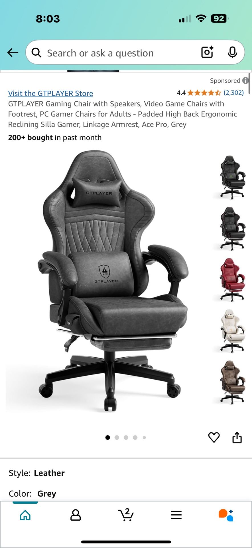 GTPLAYER Gaming Chair with Bluetooth Speakers