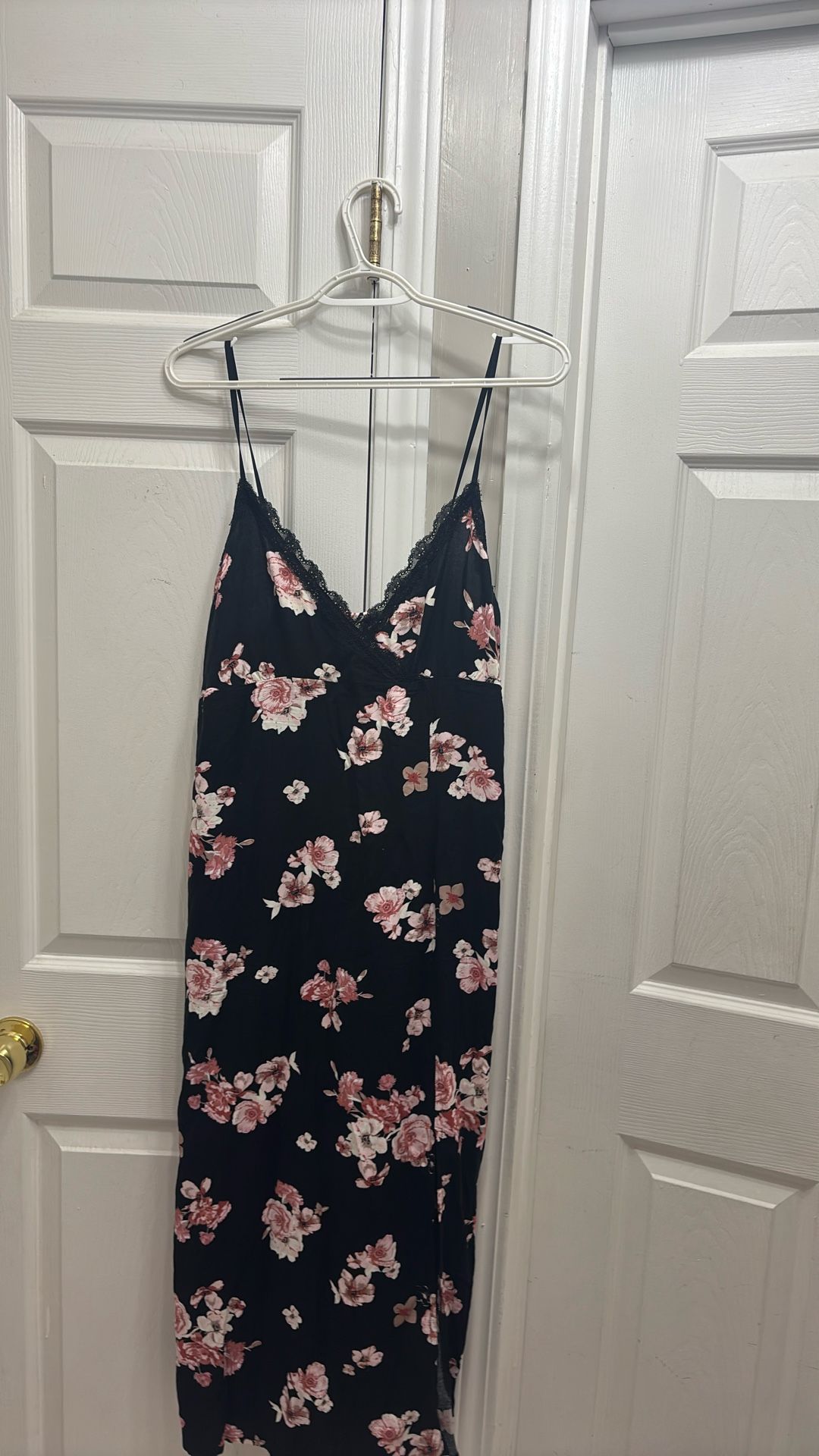 Medium black dress with pink flowers