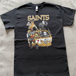 New Orleans Saints Horror Friends Scooby Bus T-Shirt
