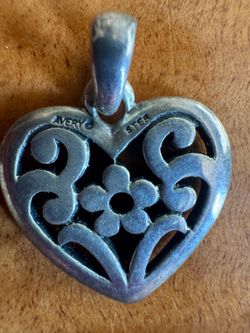 James Avery Retired Sterling Silver Heart With Flower