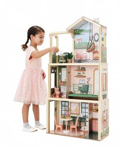 KidKraft Click & Play Pop-Up Wooden Dollhouse Fully Assembled 50 Pieces NEW