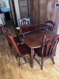 Vintage Wood Dining Table with 4 Chairs