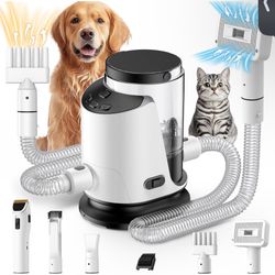 Dog Grooming Vacuum & Dryer & Clippers for Shedding Grooming, 3L Canister for Large Dog, 3 in 1 Groo