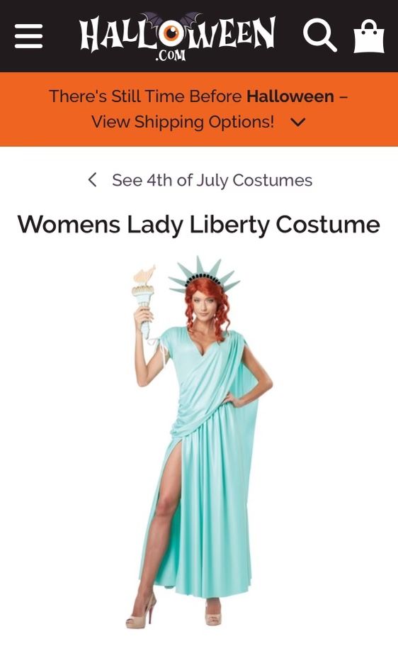 Halloween Lady Liberty Woman's Adult Costume Size Medium Statue Of Never Used