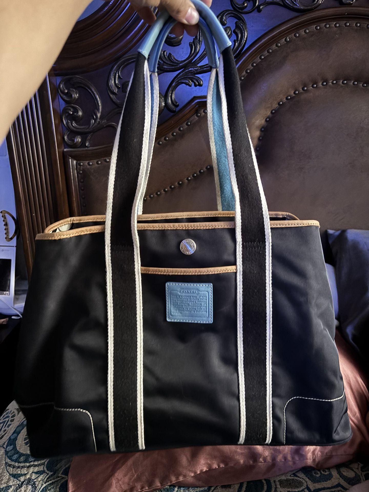 Coach Hampton Nylon Tote Bag Black