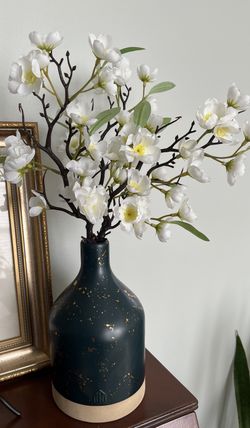 Heart & Hand w/Magnolia Stoneware Vase, Jug - NEW! Spring Decor 