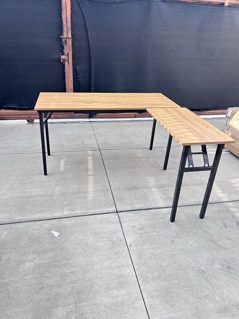 L Shaped Folding Desk, Reversible Computer Desk for Home Office