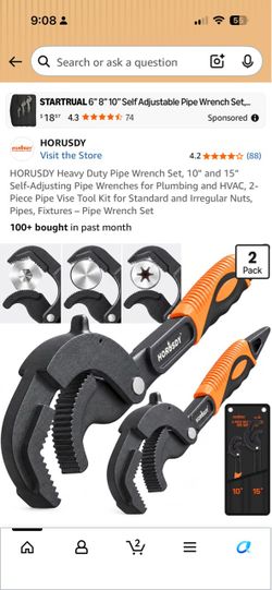 HORUSDY 2-Piece Self-Adjusting Pipe Wrench Set