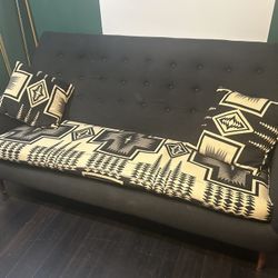 Midcentury sofa with Pendleton upholstery