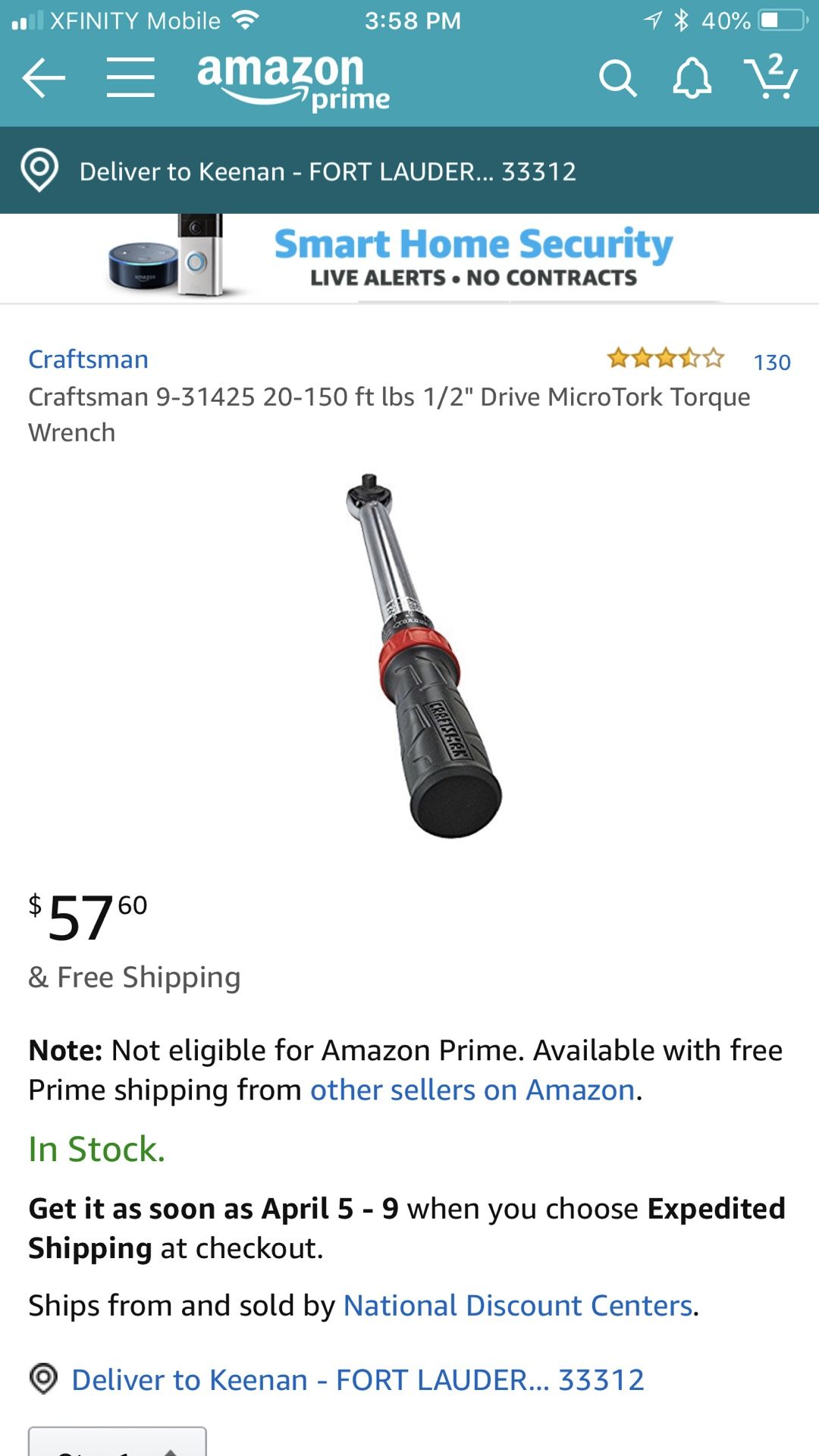 Craftsman 9-31425 20-150 ft lbs 1/2" Drive MicroTork Torque Wrench