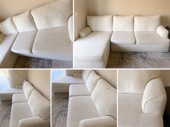 Living Spaces Beige Sectional Sofa with Chaise