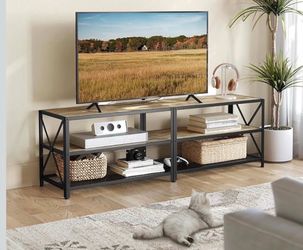 TV Stand, TV Console for TVs Up to 70 Inches, TV Table, 63 Inches Width, TV Cabinet with Storage Shelves, Steel Frame, for Living Room, Bedroom,