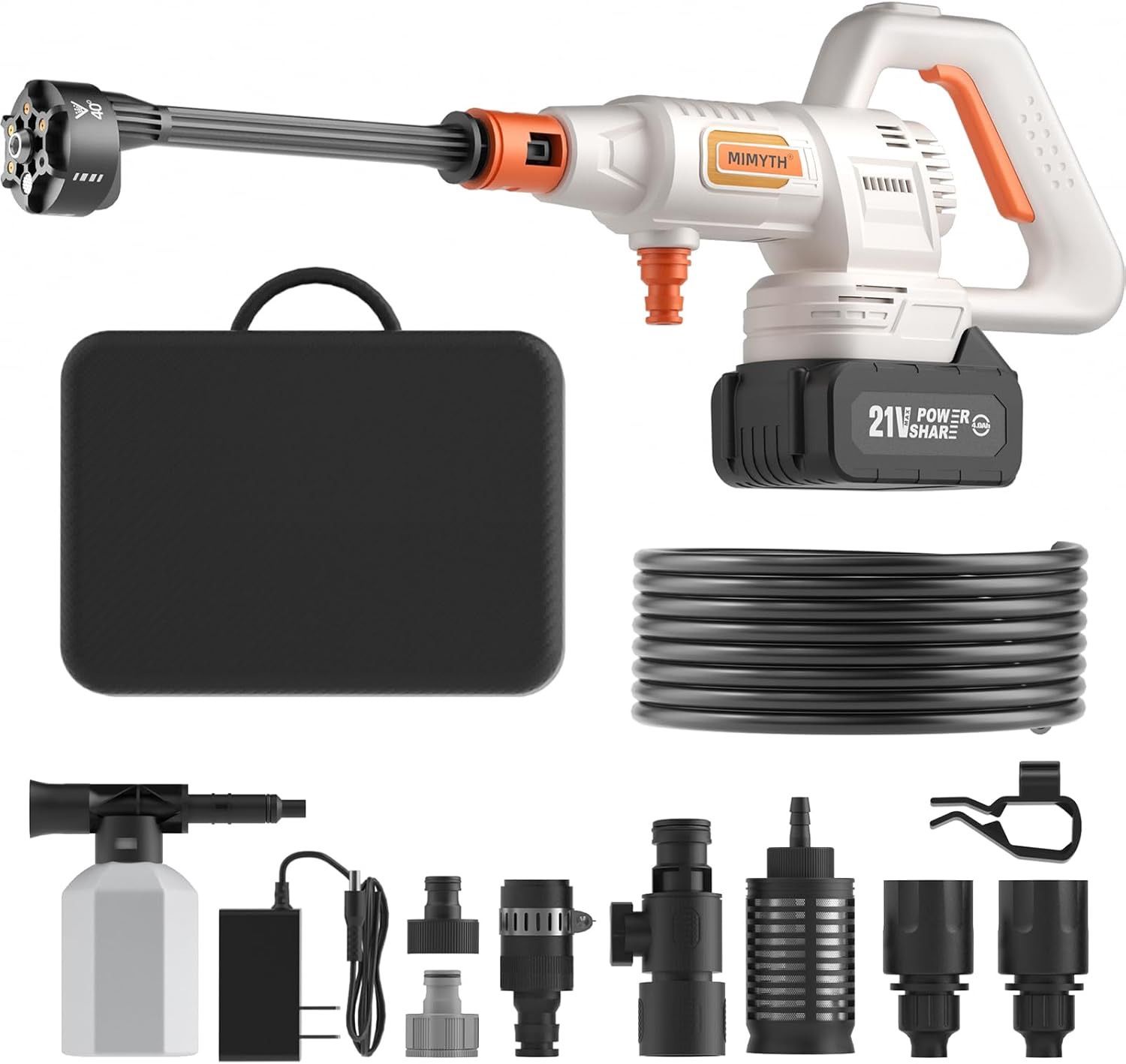 Cordless Pressure Washer Battery Powered; 1200PSI Cordless Power Washer with Brushless Motor, 4.0Ah Battery,6-in-1 Nozzle, 3 Power Level