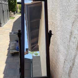 Elongated Wood Floor Mirror